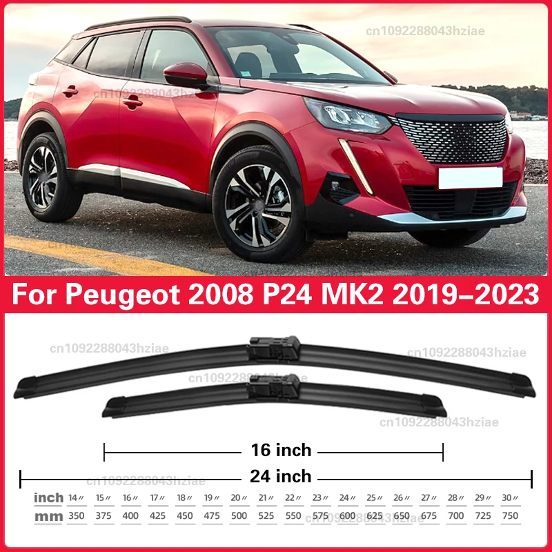 2Pcs Front Wischer Klingen Für Peugeot 2008 P24 MK2 2019 - 2023 Windschutzscheibe Windschutz Fenster Pinsel Auto Zubehör 24 "+ 16"
