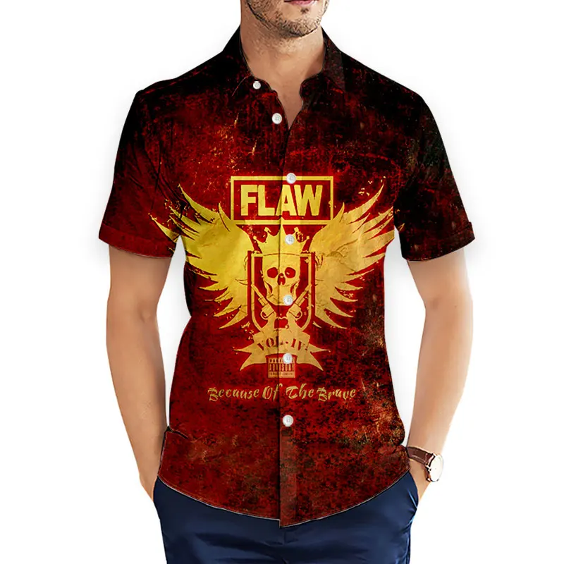 

Flaw Band 3D Printed Fashion Casual Shirts Men's /Women's Short Sleeves Loose Breathable Hawaii Shirts