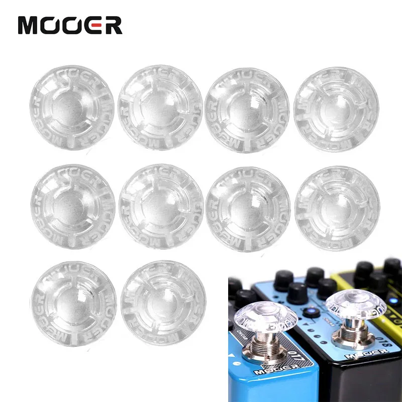 MOOER SHROOMS 10Pcs Clear Footswitch Toppers - Transparent Mushroom Pedal Cap for Guitar Effects Pedals with LED Lights