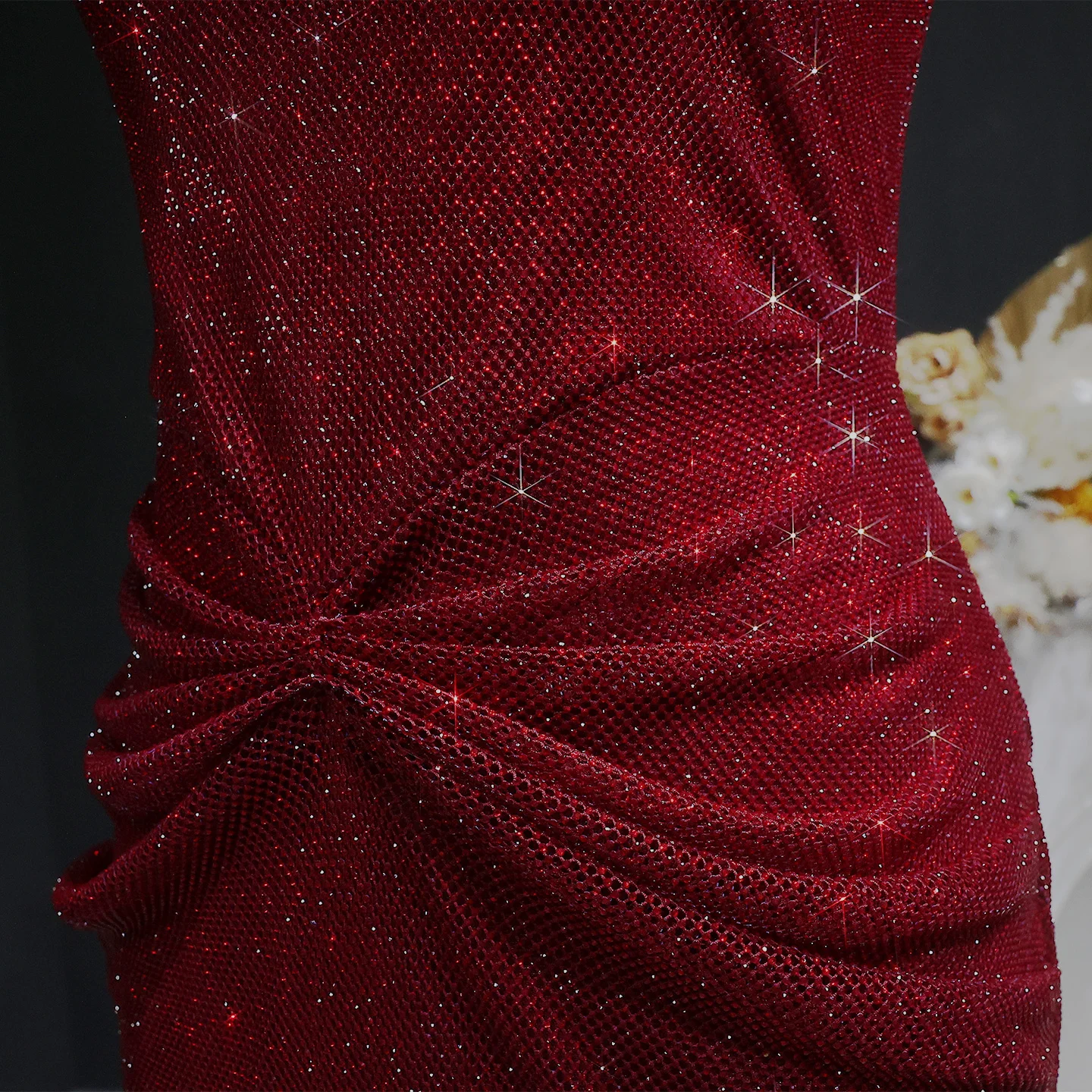 Sharon Said Arabisches Dubai Luxus Weinrotes Meerjungfrauenkleid mit Quadratischem Ausschnitt Saudi-Arabien Formelles Abendkleid für Abschlussball und Partys SS655 Maßanfertigung – Detail 6