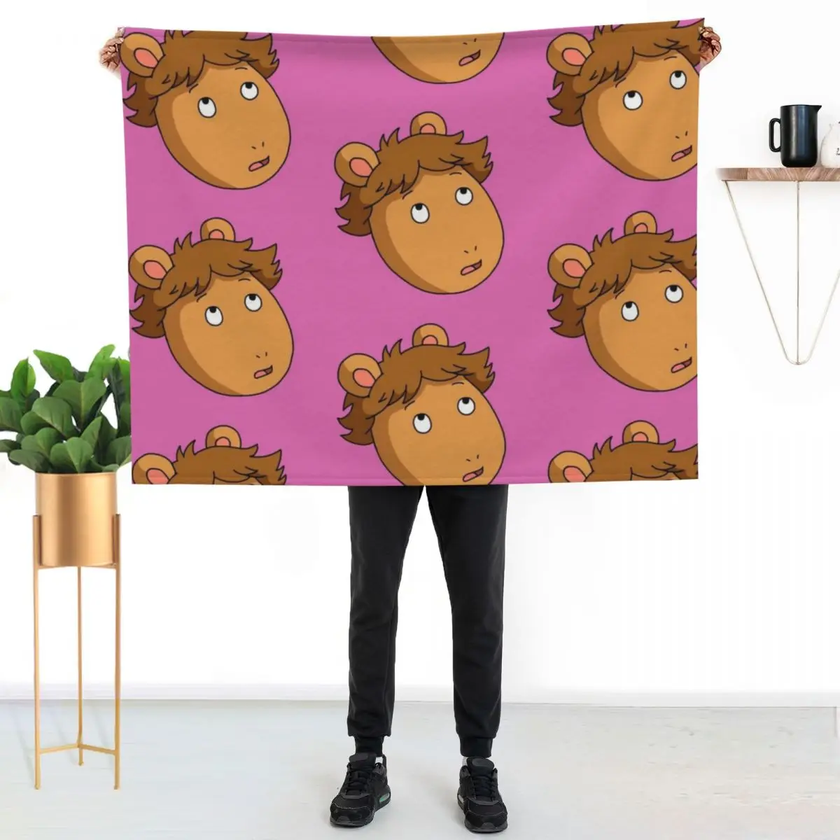 

DW from Arthur Looking Up Meme Art Throw Blanket Ultra Soft Flannel Fleece Blanket for All Seasons
