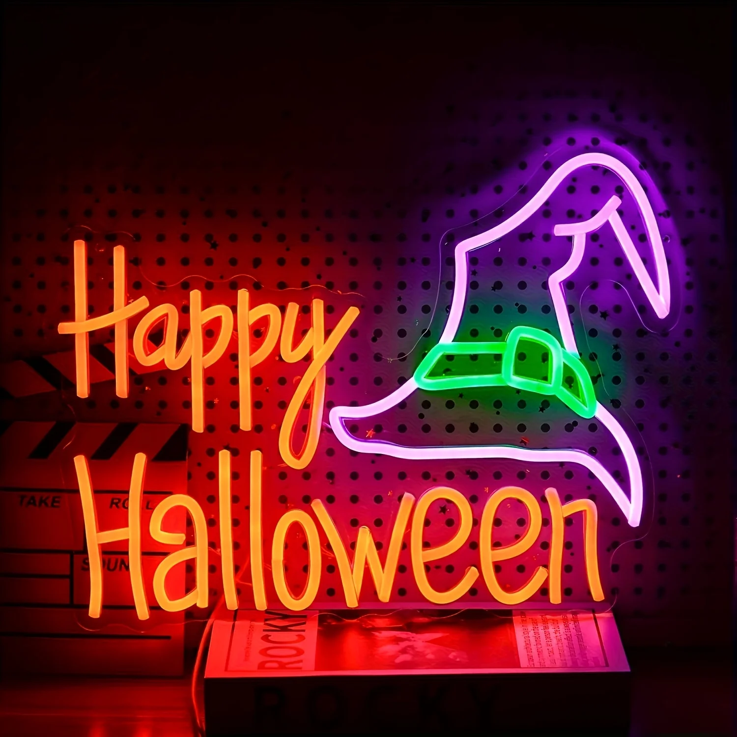 

Неоновая вывеска Happy Halloween, светодиодный неоновый свет с питанием от USB для спальни, бара, декор для вечеринки в виде пещеры, подарок на Хэллоуин для друга