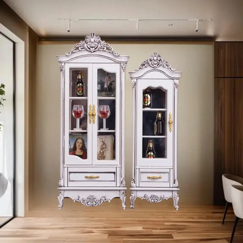 1/12 Dollhouse Vintage Simulation Storage Cabinet Display Cupboard Model Doll Home Living Room Wine Cabinet Furniture Decor Toy