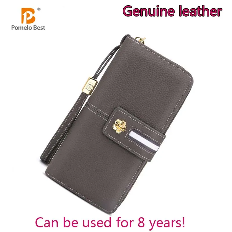 

Pomelo Best Women's Authentic Leather Wallet with RFID Protection Fashion Card Holder Coin Purse Cellphone Bag Female Money Bag