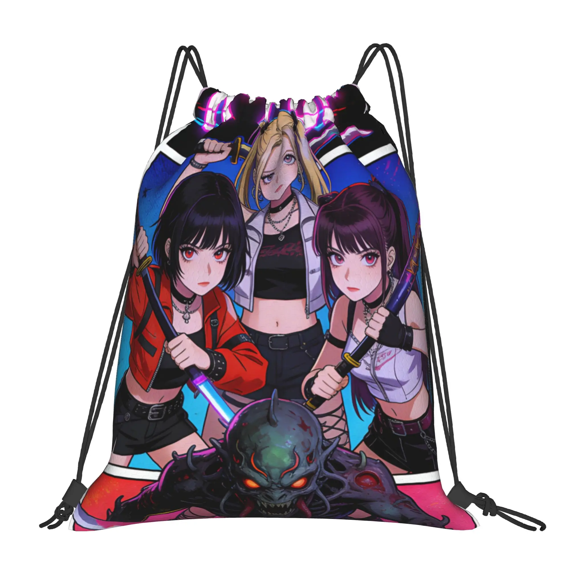 K POP 9  Multi-function Pocket Men Women Storage Backpack Teenager Travel Bag Print Drawstring Bags