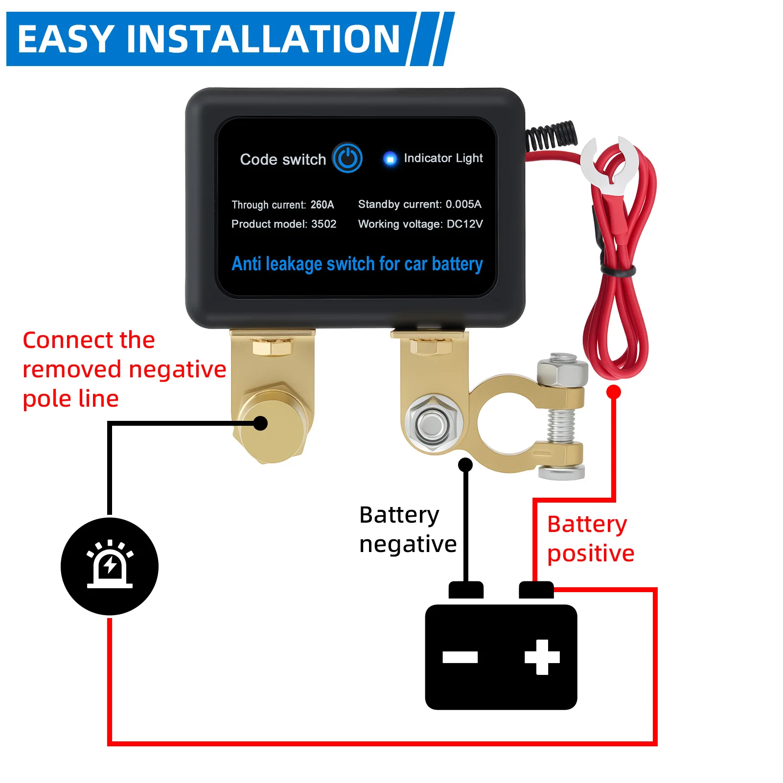 Auto 260A Batterie-Trennschalter mit Fernbedienung 12V Batterietrennschalter Ferngesteuerter Isolierschalter – Detail 4