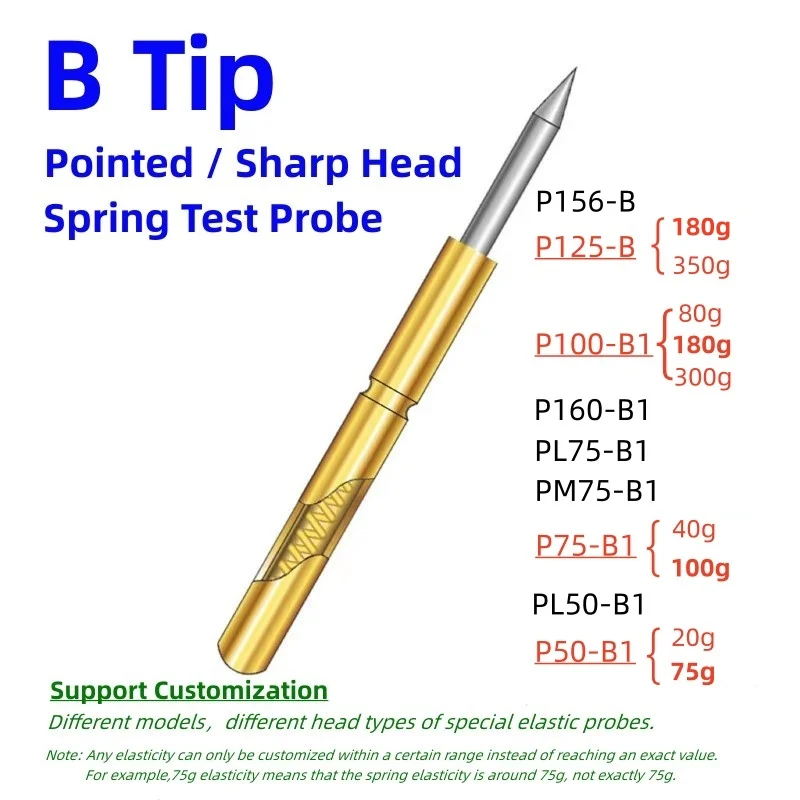 20/100PCS Spring Test Pin P156-B P125-B P100-B P160-B PL75-B PM75-B P75-B PL50-B P50-B P100-B1 P75-B1 P50-B1 Test Probe Pogo Pin