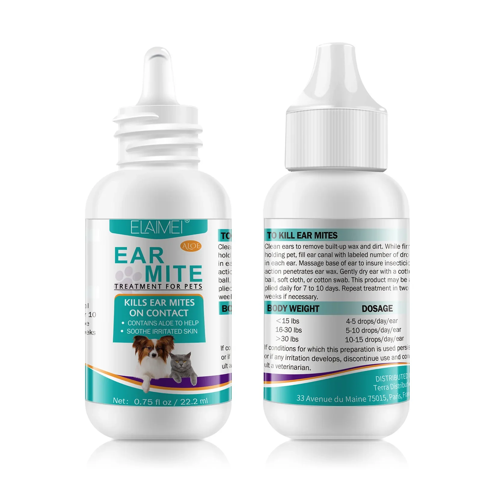 Dog Ear Cleaner Solution Pet Ear Drop Ear Cleaning Ear DropsInfection Control Yeast Mites Removes Ear Mites Scientific Formula