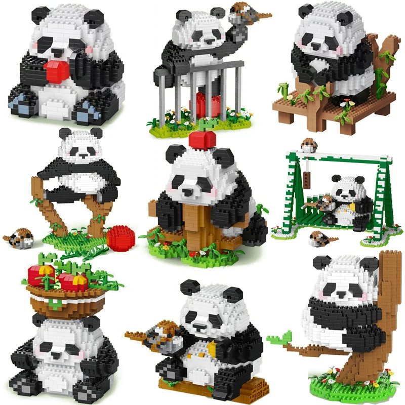 

Cute Panda Micro Building Blocks Ideas Kawaii Giant Panda Mini Bricks Model Assembly Toys For Kid Birthday Gifts Home Decoration