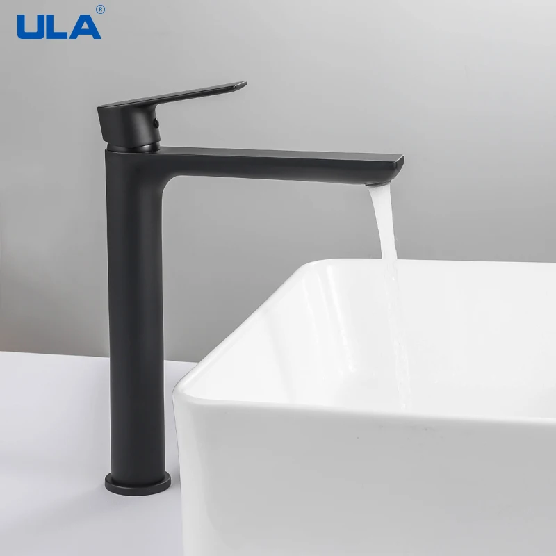 ULA Brass Basin Faucet Bathroom Faucets Hot and Cold Mixer Tall Bathroom Sink Faucets Black Chrome Washbasin Tap Crane Torneira