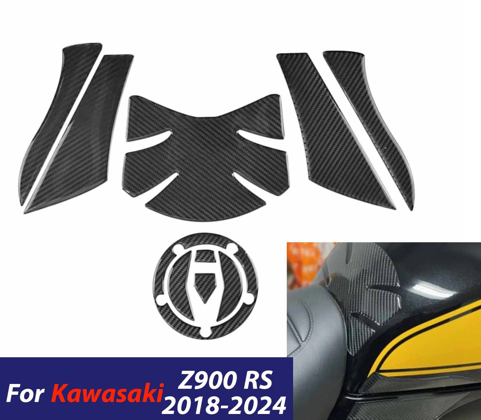 

﻿ Motorcycle Fuel Tank Anti-Slip Pads Protective Traction Sticker Knee Grip Gas For Kawasaki Z900RS Z 900RS 2018-2024 Accessory