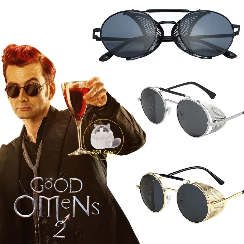 Good Omens-Óculos cosplay Steampunk para homens e mulheres, óculos retrô, diabo Crowley, óculos David Ellant, acessórios para acessórios