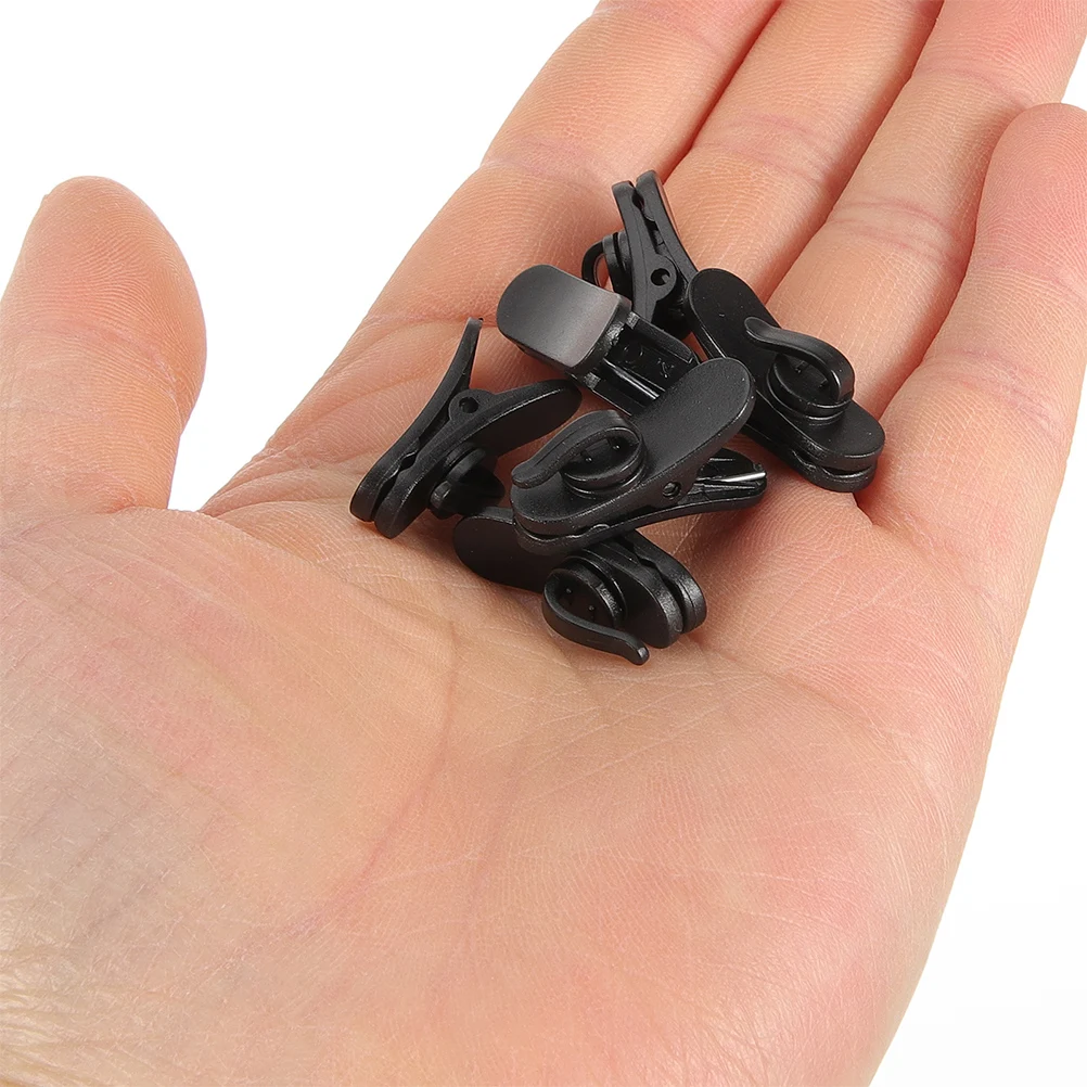 

15pcs Microphone Wire Accessories Flat Mouth Clothing Clip For Microphone Cable Plastic Cord for Pole Black Lightweight Portable
