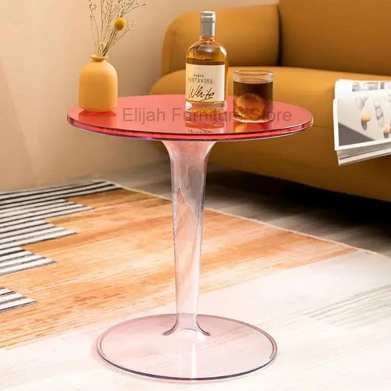 Mesa de Café Auxiliar de Acrílico, Mesa Redonda Pequena para Maquiagem, Mobiliário Moderno de Luxo para Sala de Estar TY20XP