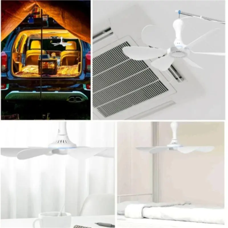 【NEW YEAR  】2X Silent 6 Leaves USB Powered Ceiling Canopy Fan With Remote Control Timing 4 Speed Hanging Fan