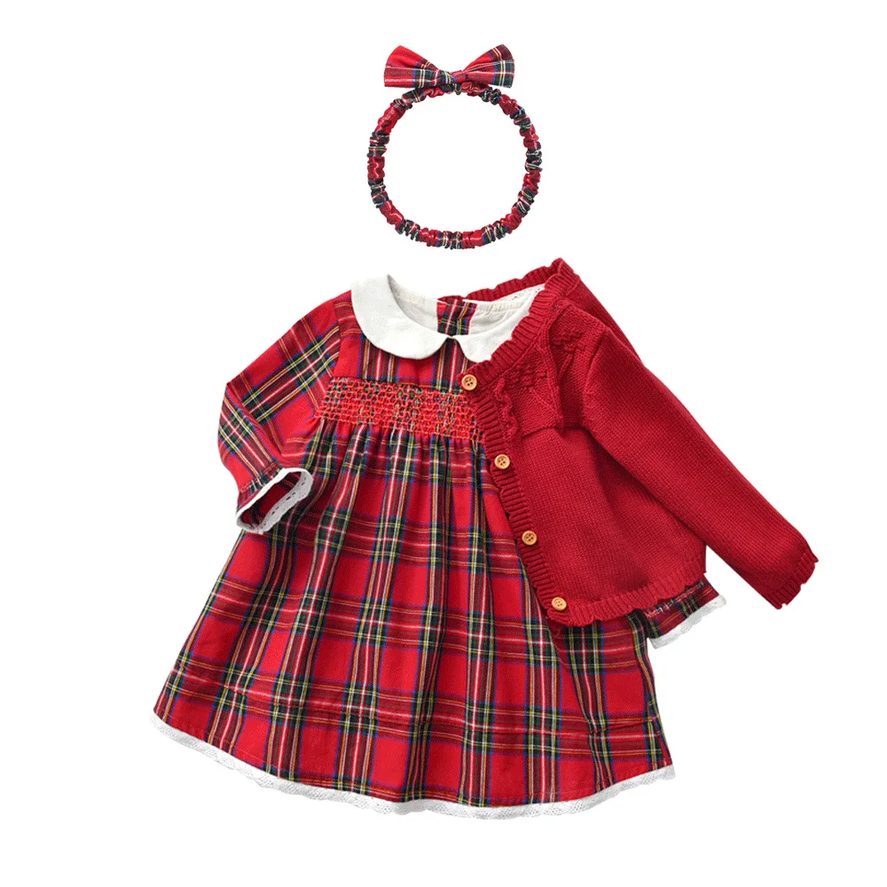 Baby Plaid Dress 2026 New Autumn Winter British Style Long Sleeve Dress Small Fragrant Style Girl Baby Peter Pan Collar Dress