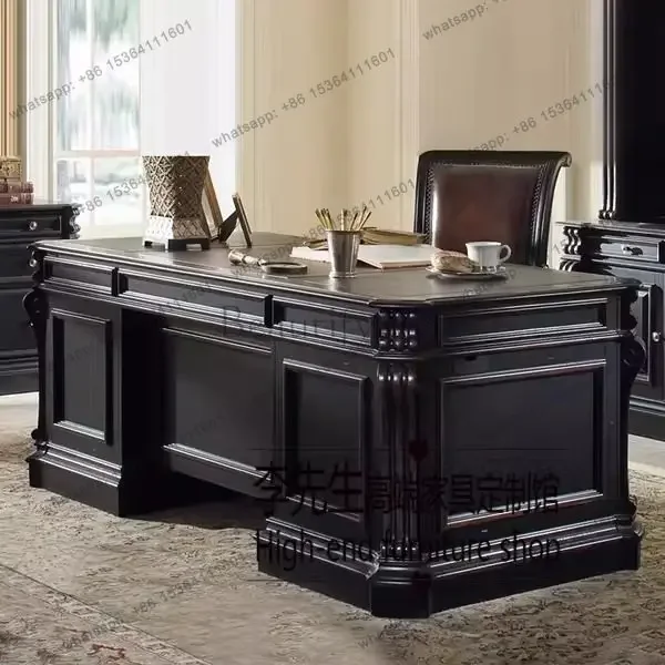 yj9 American solid wood office desk neoclassical computer desk, high-end customization