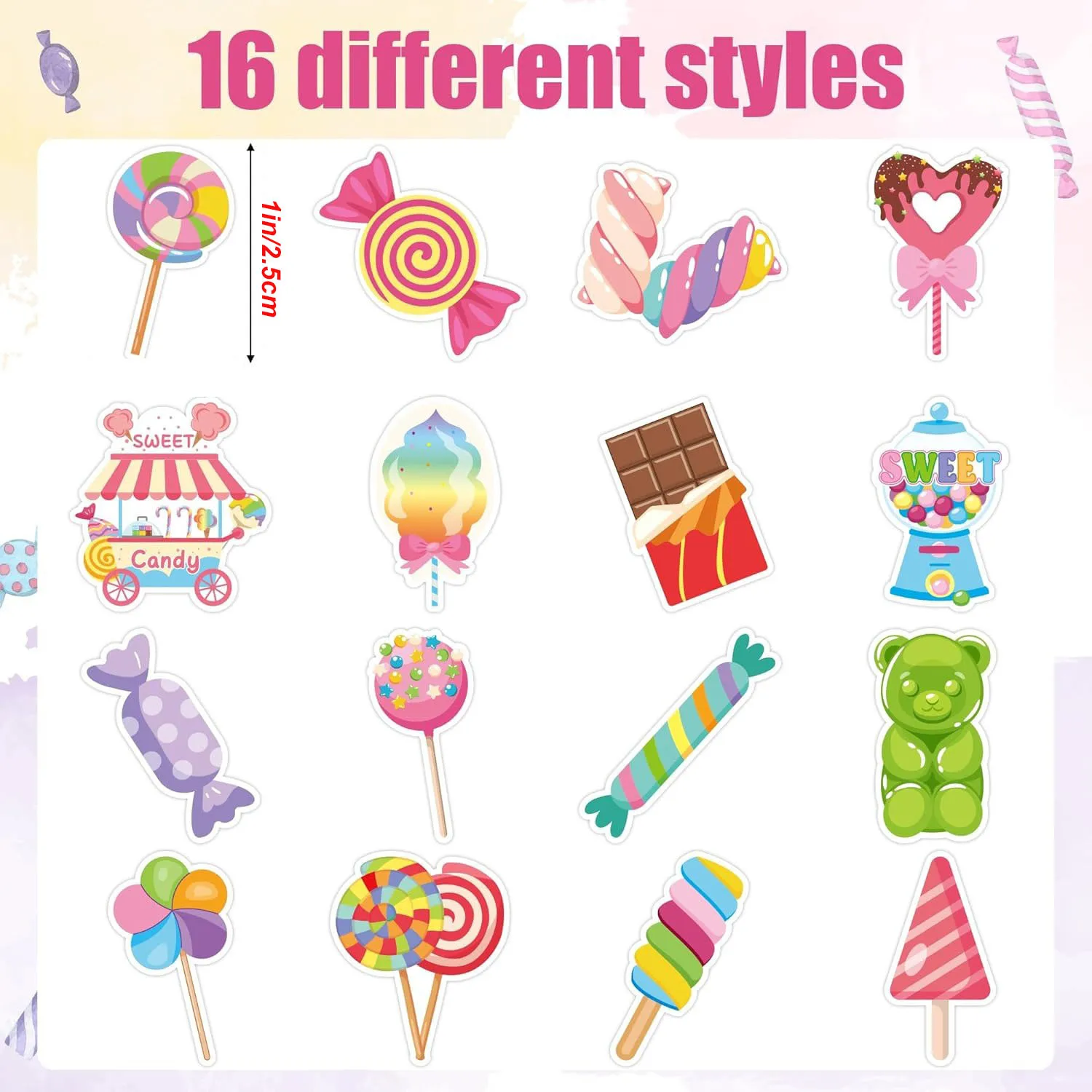 500Pcs Candy Party Sticker Roll -Cute Dessert Decal for Gift Laptop Bottle Scrapbooking Luggage Computer Envelope Decor for Kids