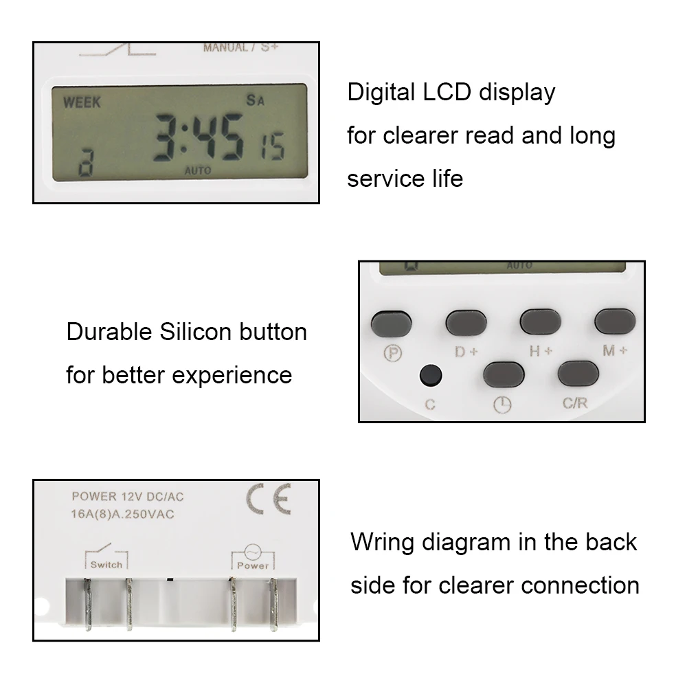 Gaqqee 1 الفاصل الزمني 12 فولت 24 فولت 110 فولت 220 فولت الرقمية LED الموقت التبديل 7 أيام أسبوعي للبرمجة الوقت التتابع مبرمج CN101S