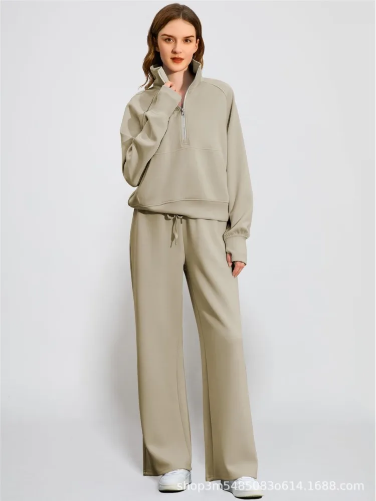 

Осенне-зимний женский спортивный костюм, повседневный свободный комплект из двух предметов, толстовка с длинными рукавами и капюшоном + брюки, комплекты 2025, женские толстовки, наряд