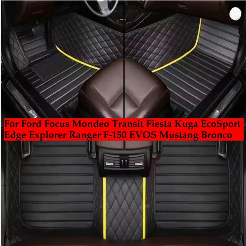 OMANE Custom Car Floor Mats For Ford Focus Mondeo Transit Fiesta Kuga EcoSport Edge Explorer Ranger F-150 EVOS Mustang Bronco