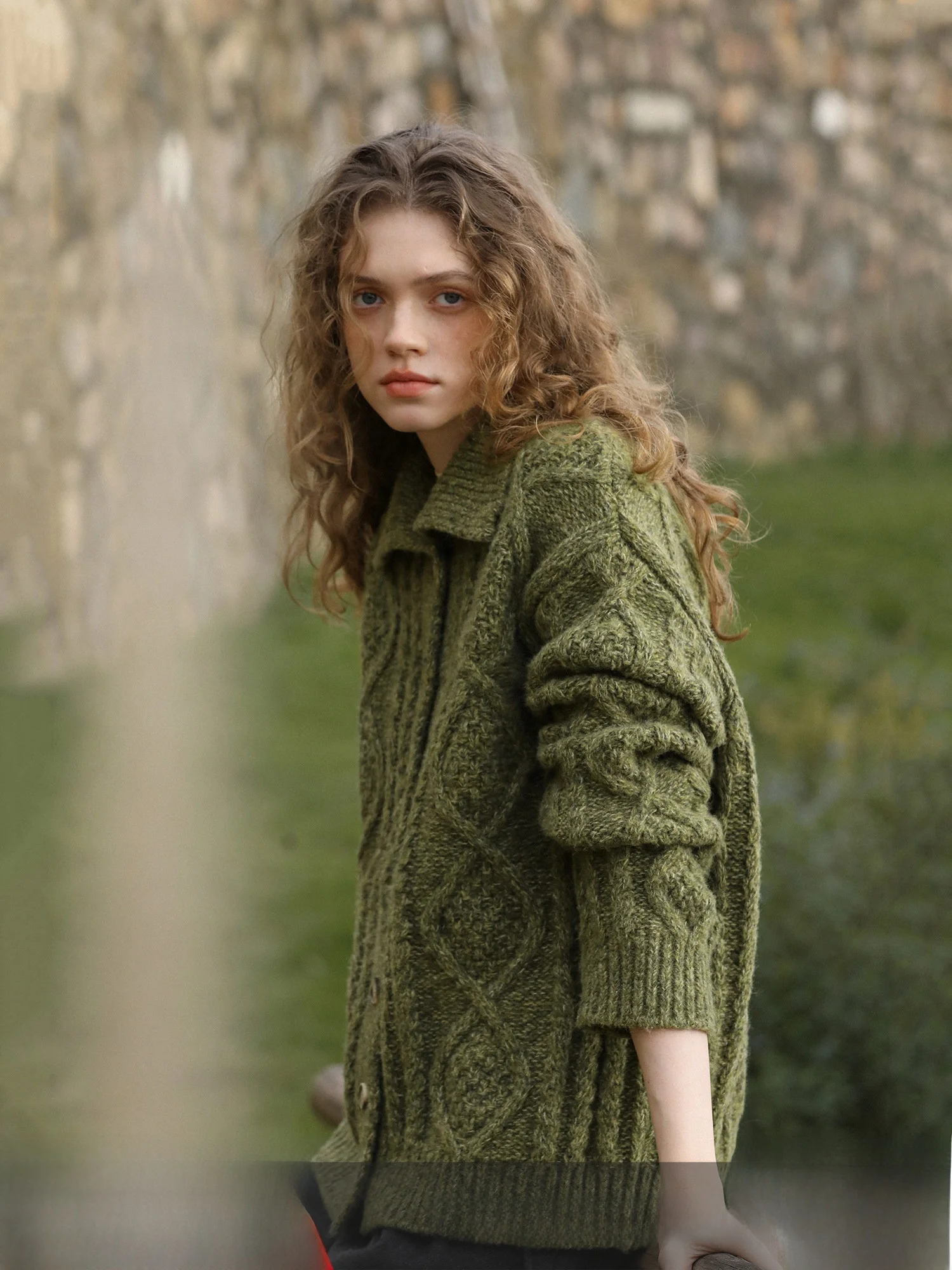 

MELLIIY Vintage Knitted Open Cardigan Women's Winter Loose Flower aped Woolen Sweater Thiened Long Sve Casual Sle