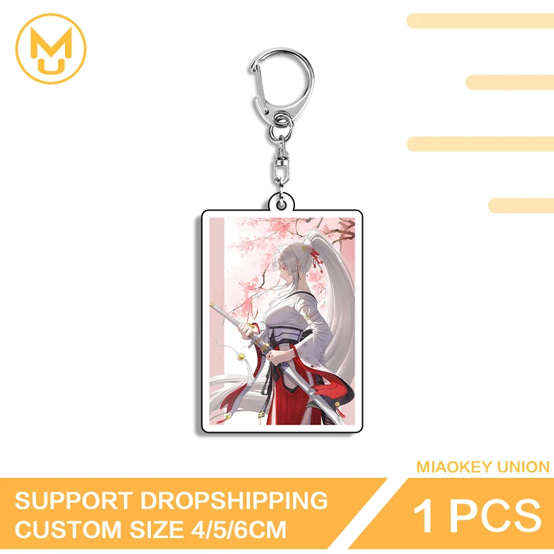 Wuthering Waves Hiyuki Keyholder Pretty Girl Standing Posture Poster Unisex Adjustable Acrylic Keyring For Keepsake Gift