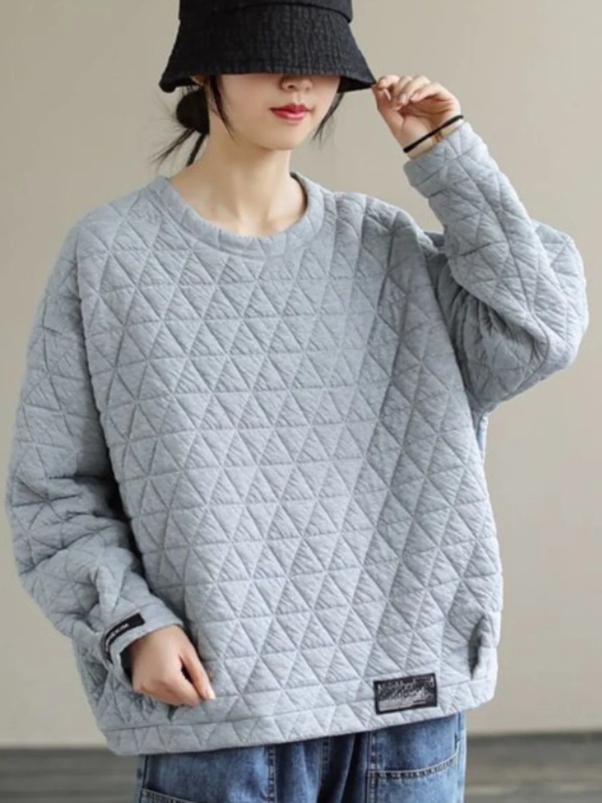 Retro japonés Sle redondo Ne sudadera mujer Otoño Invierno tamaño grande Casual versátil artístico algodón forrado tendencia cálida...