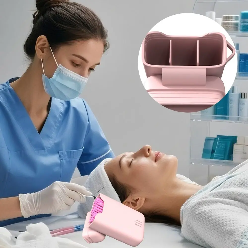 Silicone Eyelash Brush Storage Box Pink Purple Blue Dustproof Eyelash Brush Tool Storage Makeup Brushes with Lid Women Girls