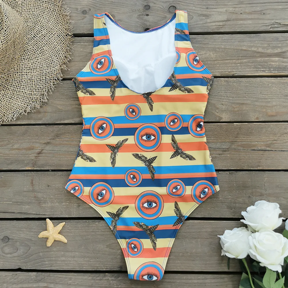 Sexy One Piece Swimwear Woman 2025 Classic Flower Animal Pattern Print Backless Bodysuit Swimsuit Beach Push Up Bathing Suits