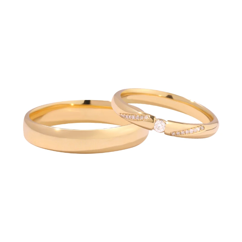 Premium Customized 18K Gold Platinum Luxury Couple Rings High Clarity Diamond-Set Wedding Bands