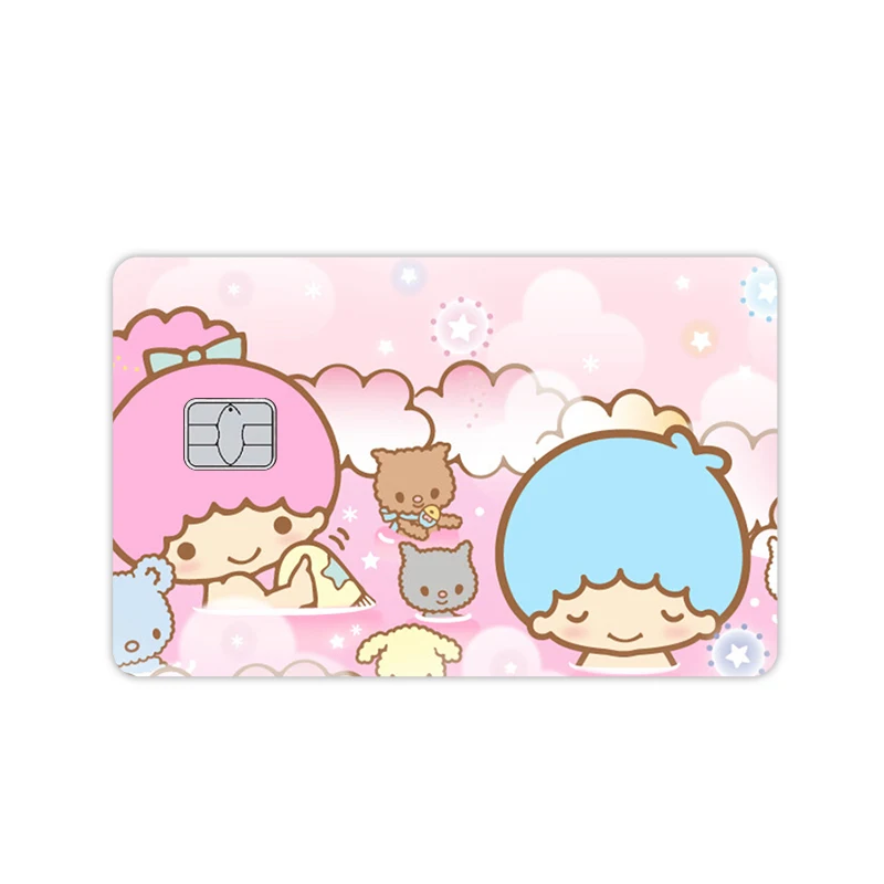 Adesivos Impermeáveis Anime Little Twin Stars Grandes e Pequenos Sem Desgaste para Cartões de Crédito Débito Bancários VISA Decoração Filme Protetor