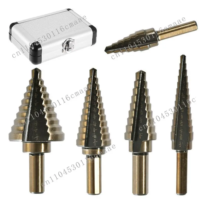 Inch 6PC Aluminum Box Set Hand Electric Punching Tool Set Step Multifunctional Bit