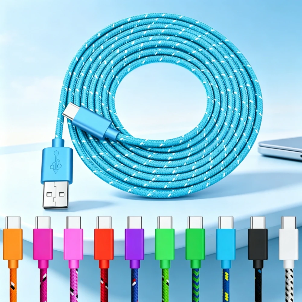 USB Quick Charging Line 0.5m/1m/2m/3m USB to Type C Fast Charge Data Cord USB Type C Nylon Braided Data Cable For iPhone Xiaomi