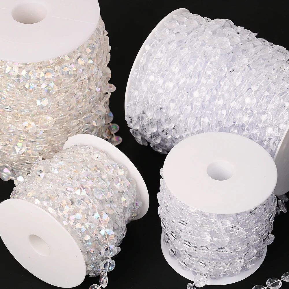 5 Meter Acryl-Perlenkettenrolle, transparente Perlenkette mit Kristallstruktur, geeignet für Weihnachtsbäume, Hochzeitsfeiern, Dekoration – Detail 4
