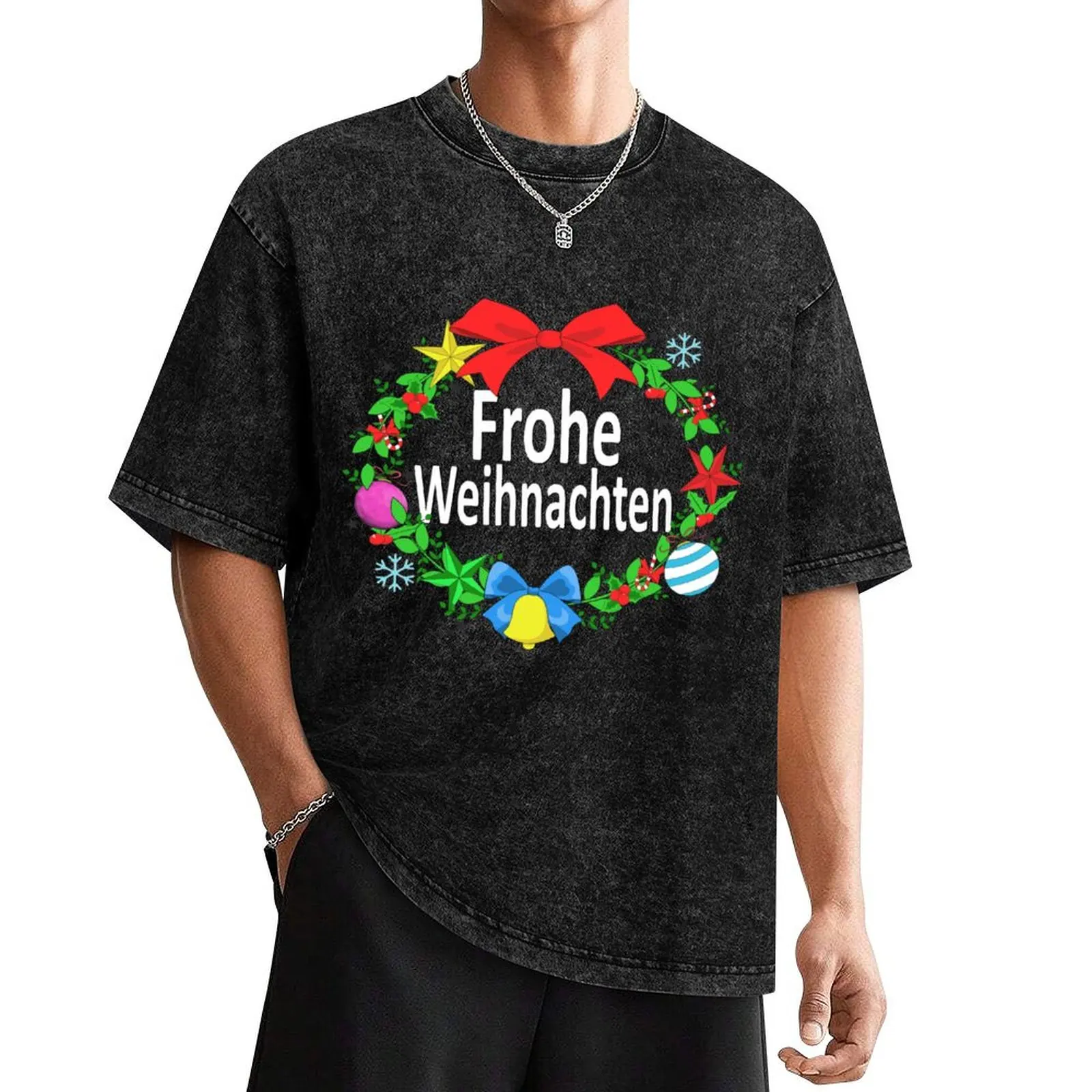 frohe weihnachten - merry christmas in german T-Shirt blanks T-shirts man graphic shirts heavyweights workout shirts for men