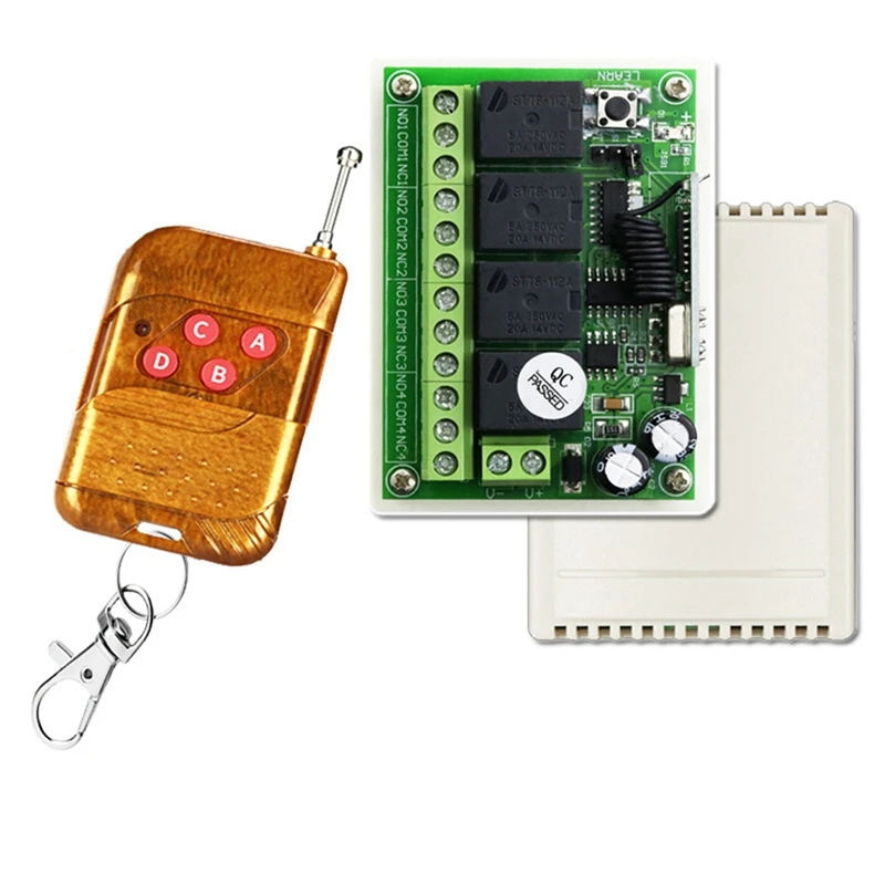 

ABTO-433Mhz 12V 24V Relay Module Receiver With Transmitter RF Wireless Remote Control Switch For Garage Light Motor DIY