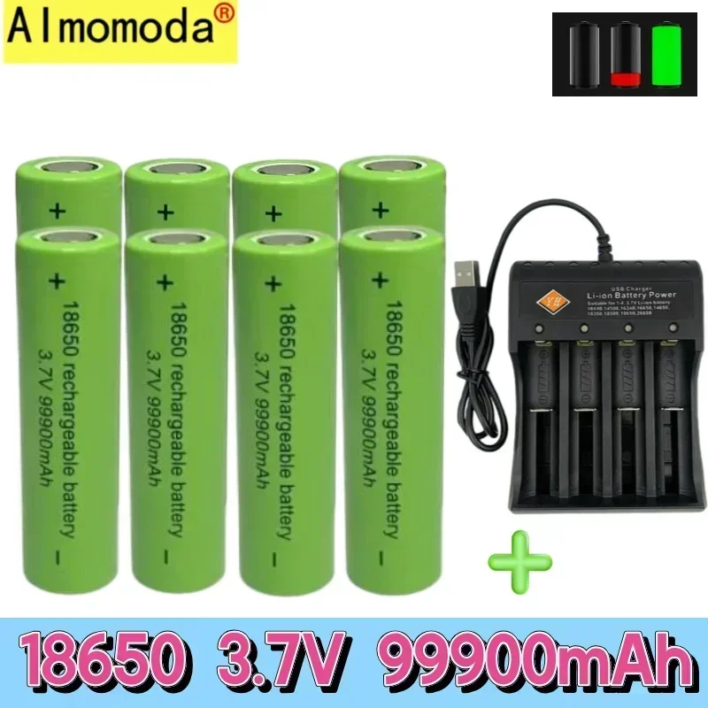 Batteria originale al 18650 con batteria ricaricabile agli ioni di litio di grande capacità 99900Mah 3.7V + caricabatterie, spedizione gratuita