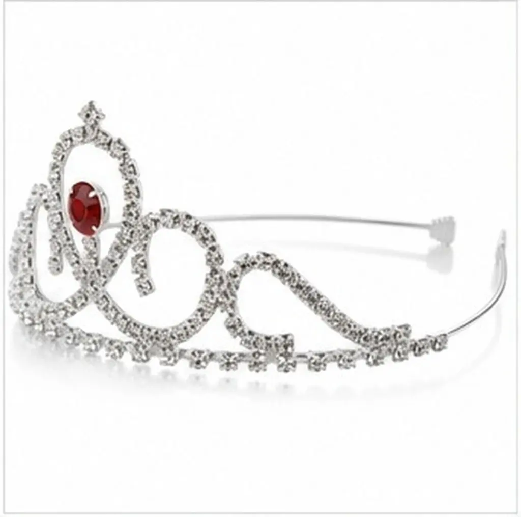 Wedding Tiara Rhinestones Crystal Bridal Flower Crown Headband Elegant Alloy Red Silver Sparkling Hair Accessory for Women Prom
