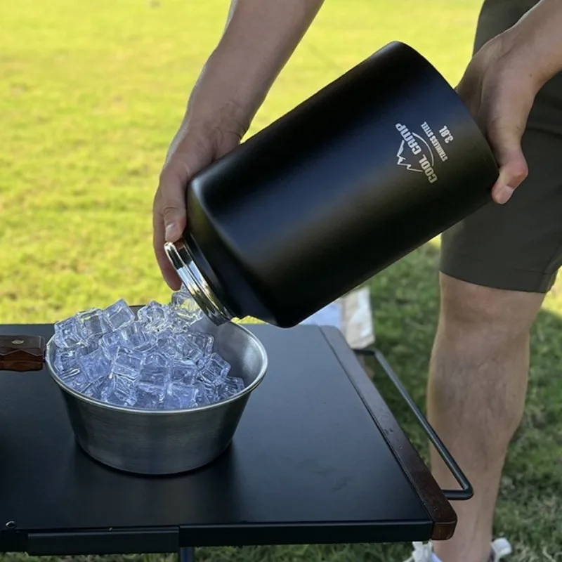 

Stainless Steel Portable Ice Bucket Fishing Picnic Outdoor Beach Cooler Jug Camping Furniture and Kitchenware Camping Supplies