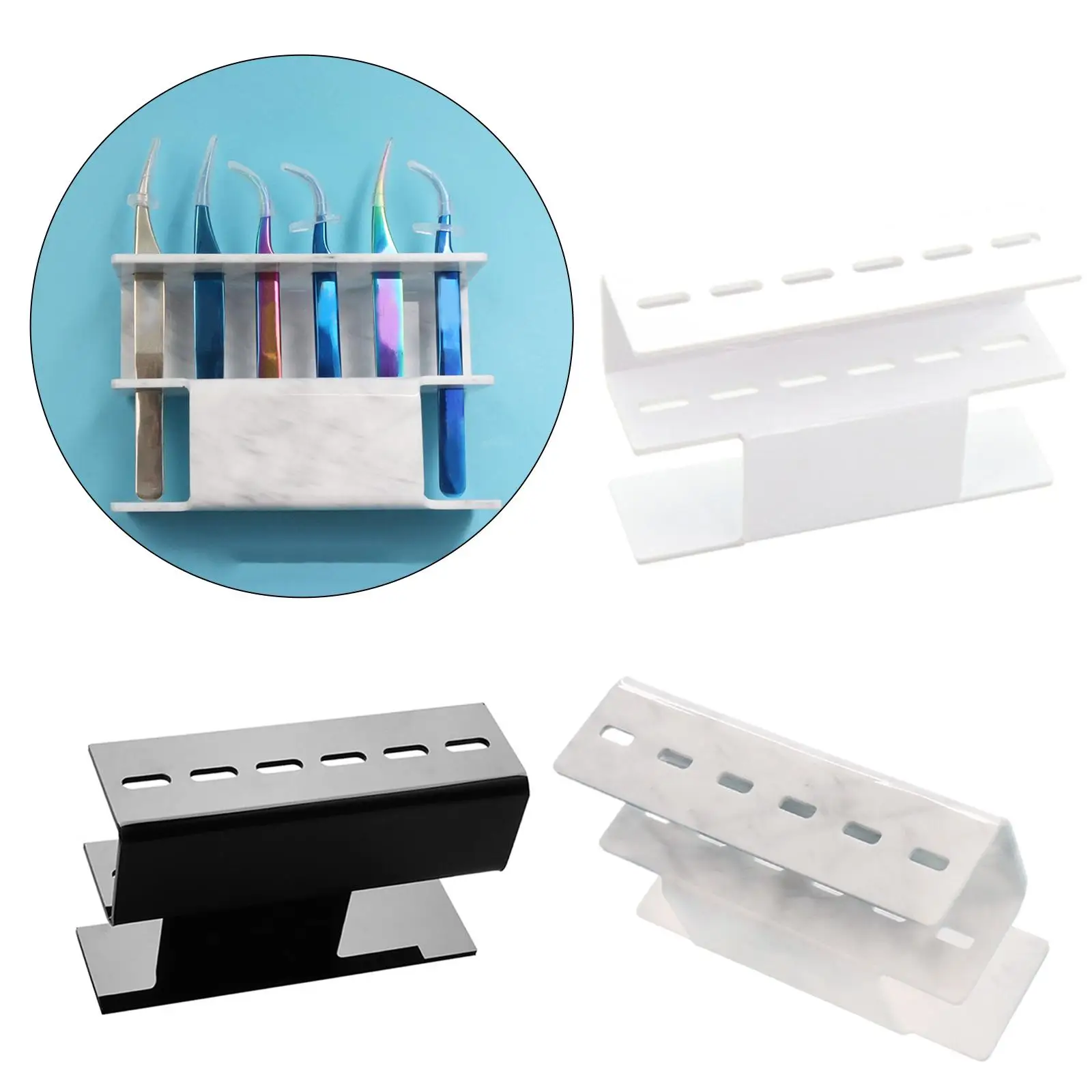 حامل أكريليك لعرض ملاقط تمديد الرموش بـ 6 فتحات للمكياج