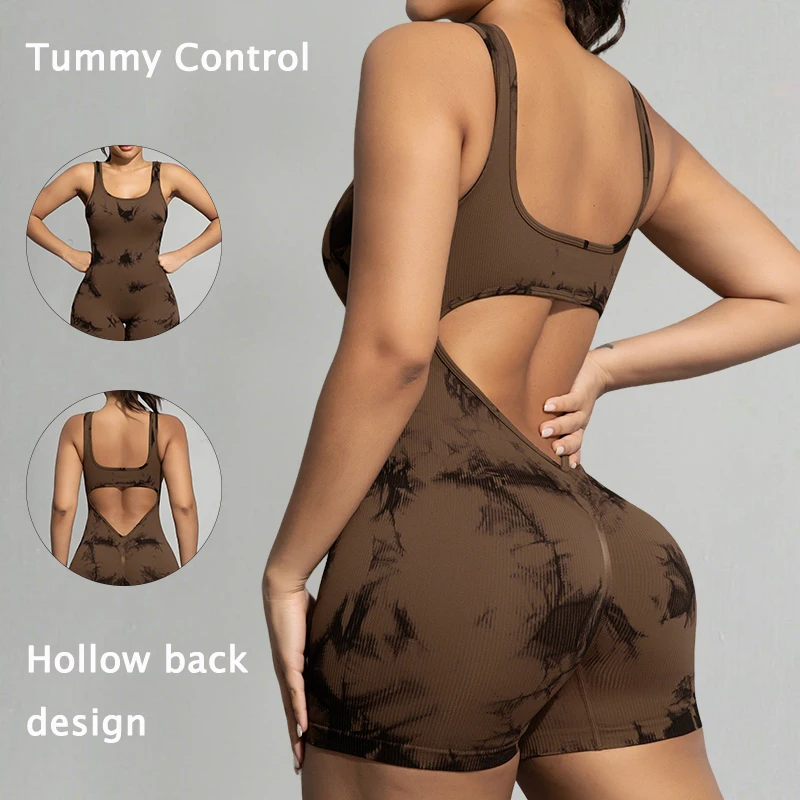 

Красивый женский комбинезон с завязками на спине, боди без рукавов с U-образным вырезом без подушечек для бюста, дышащий эластичный комбинезон, повседневная одежда