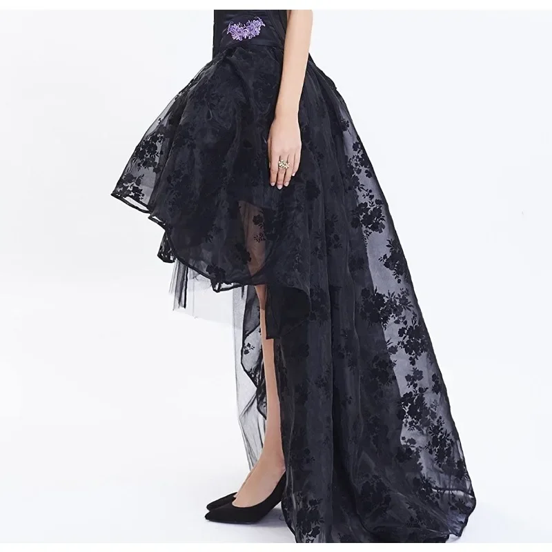 

2025 Punk High Waist Tutu Skirt For Women Summer Fashion Women's Irregular Mesh Long Skirts Casual Street Puffly Tulle Skirt
