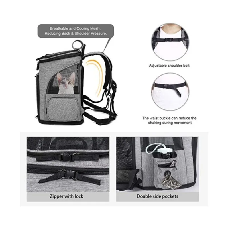 Spot Wholesale New Cat and Dog Pet Bag Going Out Portable Foldable Expandable Breathable Mesh Backpack