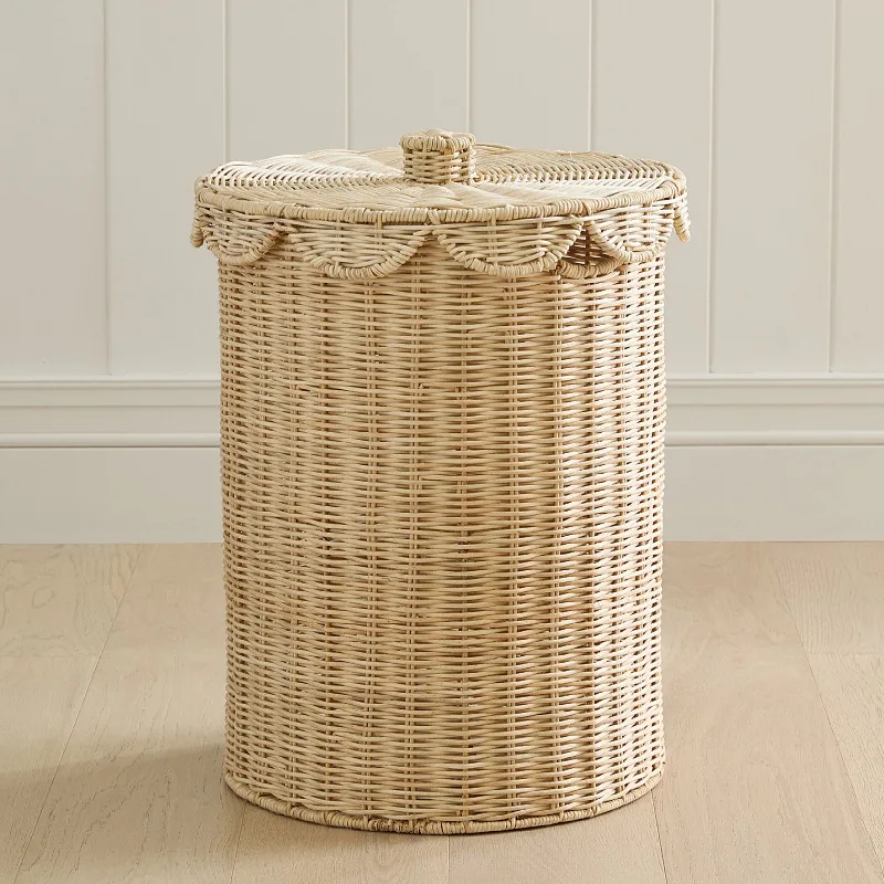True vine with lid woven storage basket household large capacity dirty laundry basket sundries snacks kitchen wave cover storage