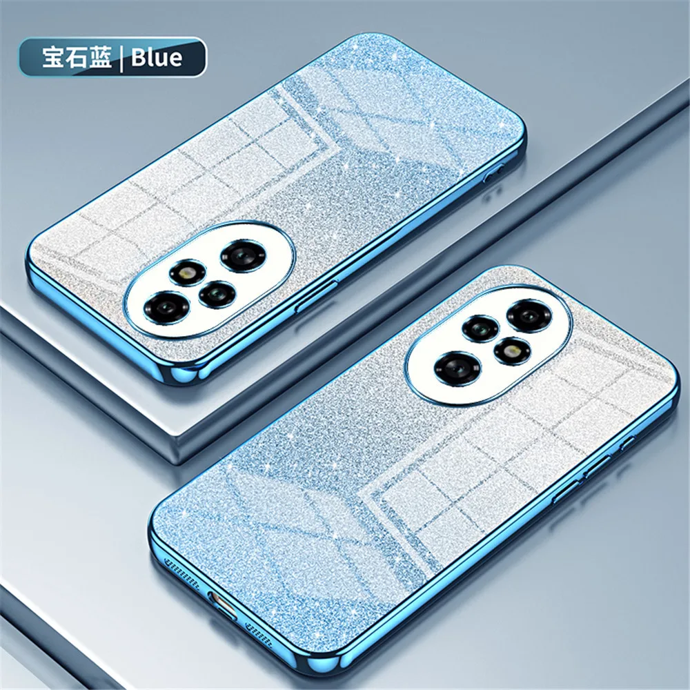 For Honor 200 Pro Gradient Glitter Plating Clear Phone Case For Huawei Honor 200 Lite 100 90 80 70 60 50 30 20 Pro Bumper Cover