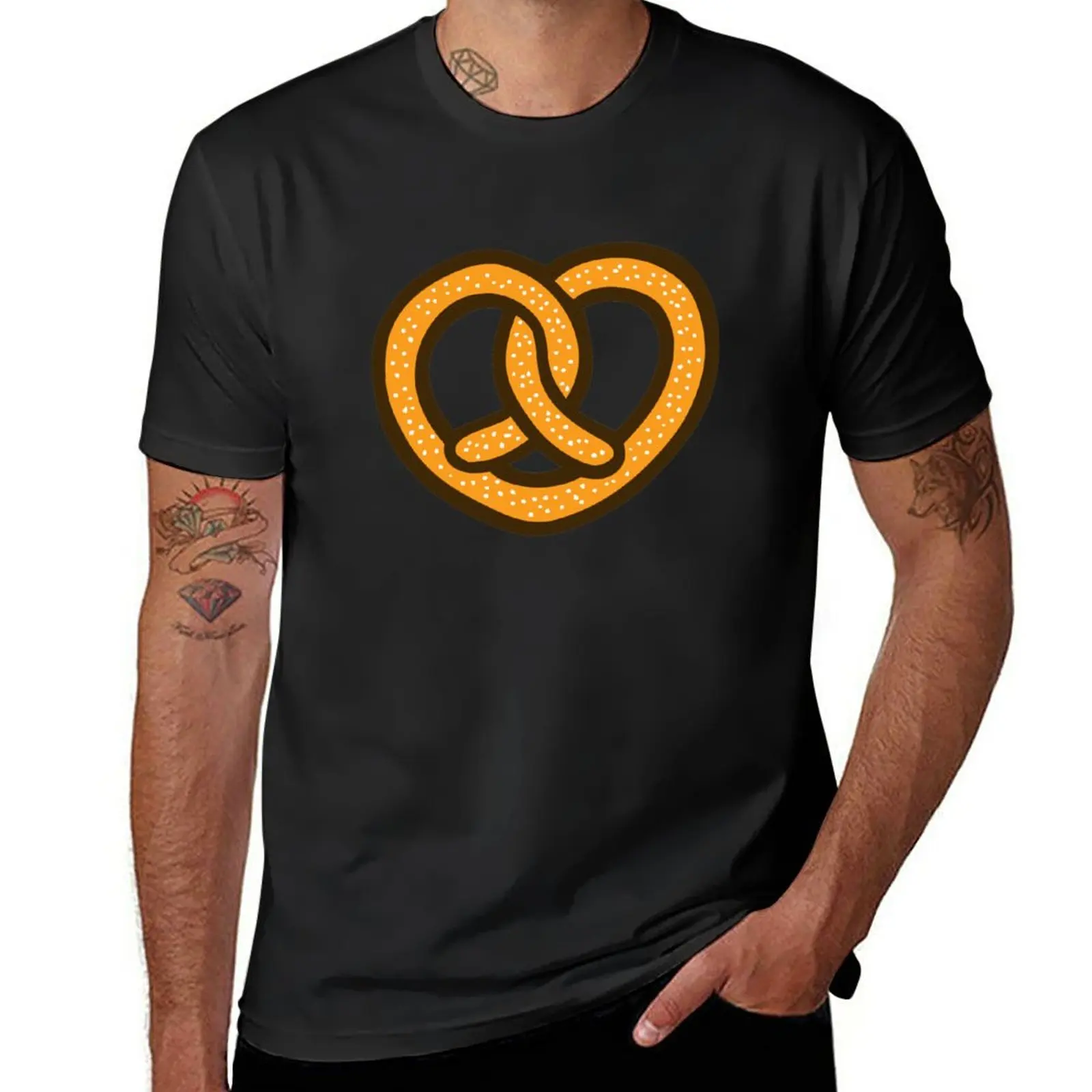 New I Heart Pretzels Pattern T-Shirt plain t-shirt animal print shirt for boys Men's t-shirt