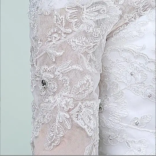 Robe De mariée à manches mi-longues pour femmes, en dentelle, sans bretelles