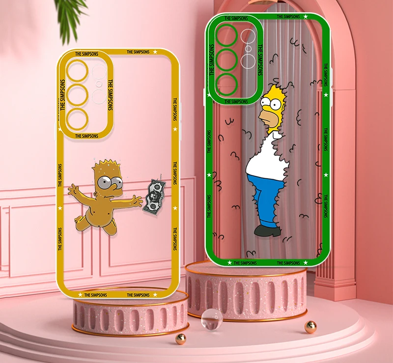 Funny The Simpsons Bart per Samsung Galaxy S24 S23 S22 S21 S20 Pro FE Ultra A23 A52 A53 Angel Eyes custodia trasparente per telefono