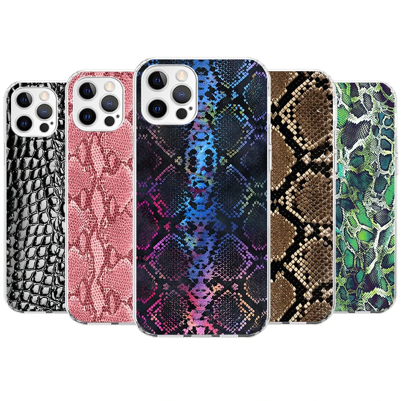 Pink Snake Skin Printing Drawing Phone Case For Apple iPhone 11 12 13 14 15 16 Pro Max 7 X XS 8 Plus + Mini SE Customized Print